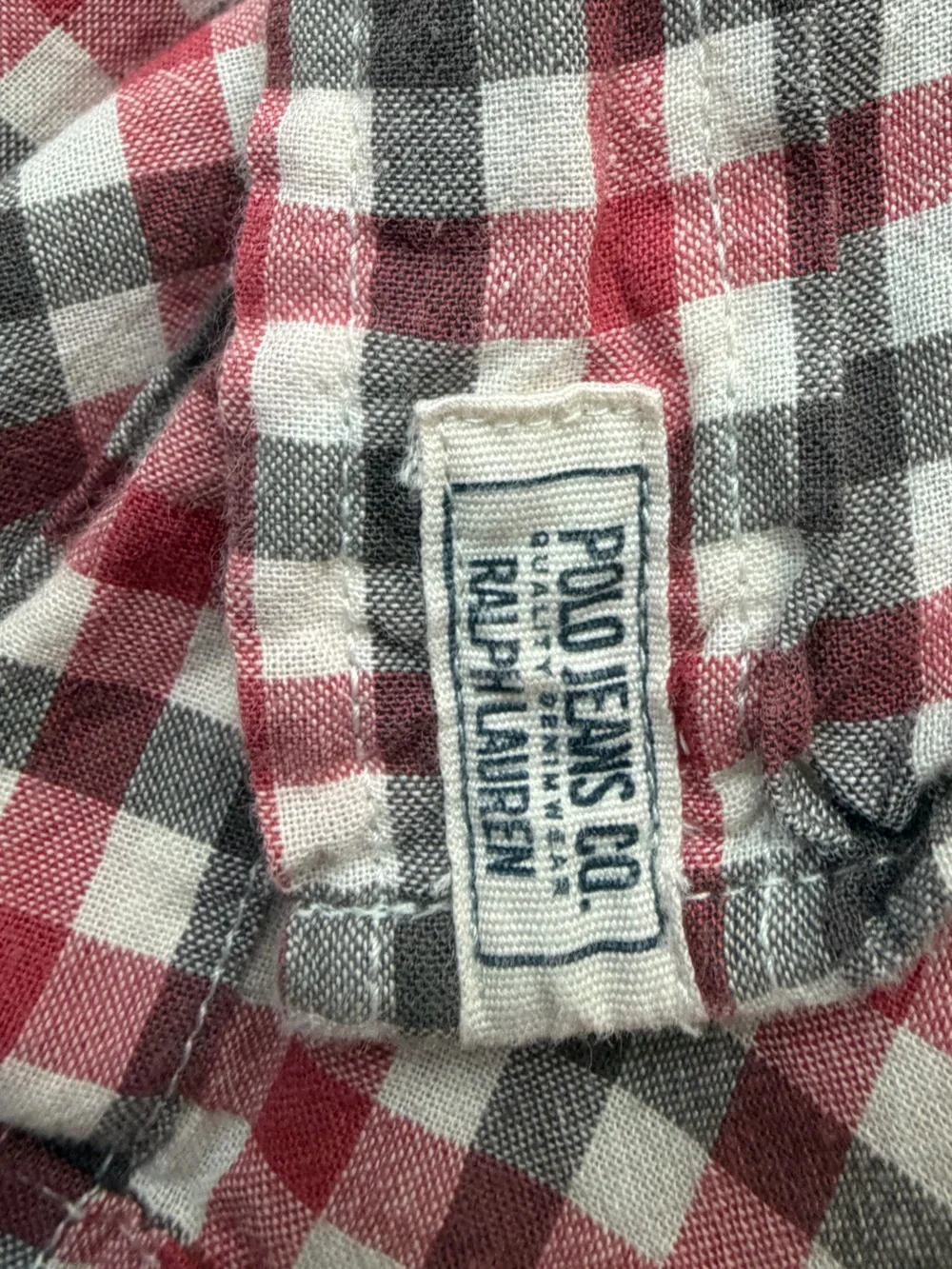 Polo by Ralph Lauren | Red, White & Grey Check Short-Sleeve Button-Down | XL
